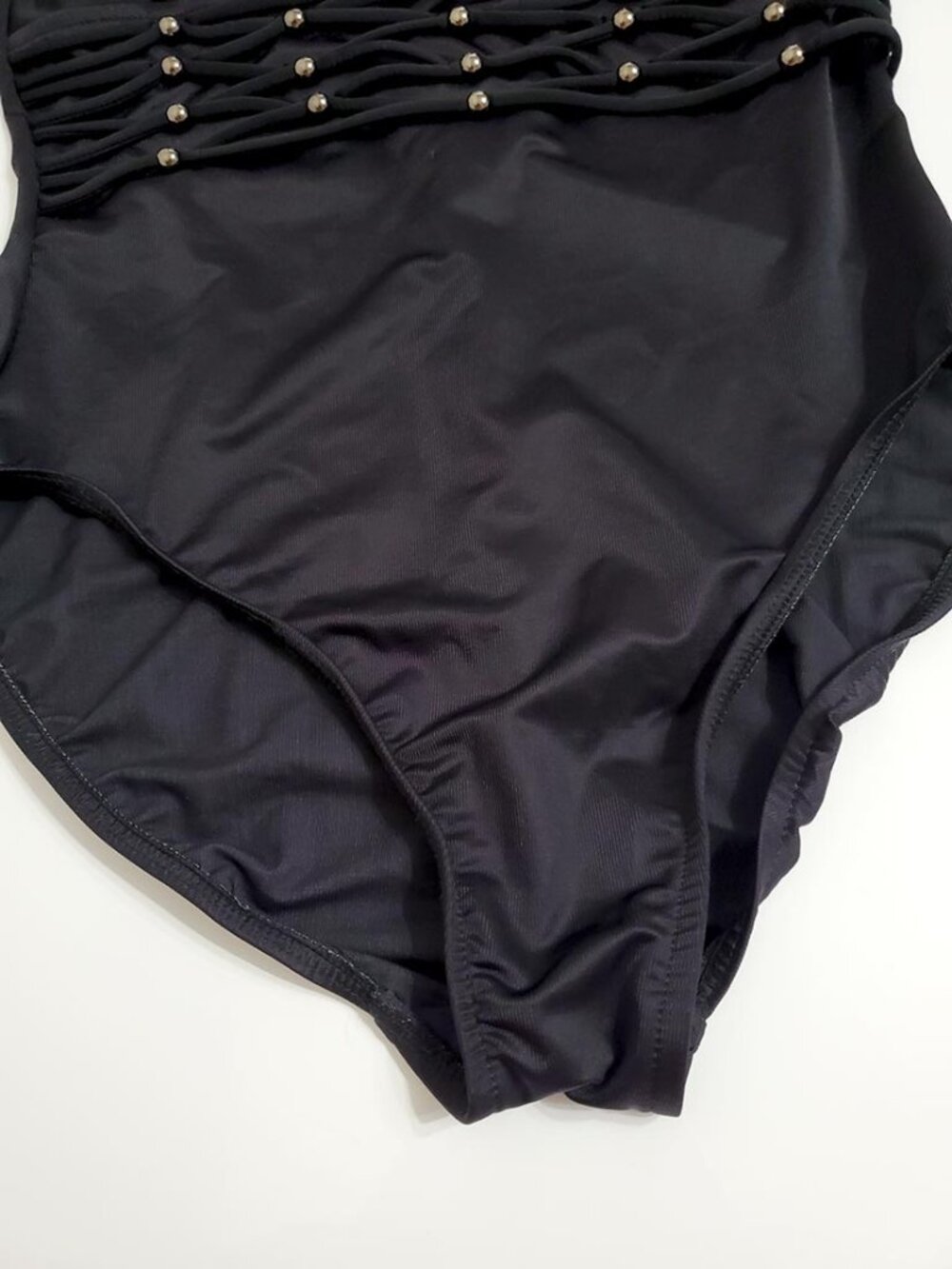 Magicsuit Miraclesuit Abby One-Piece Beaded Swimsuit 14 Black Stretch Beach Pool - Picture 6 of 11